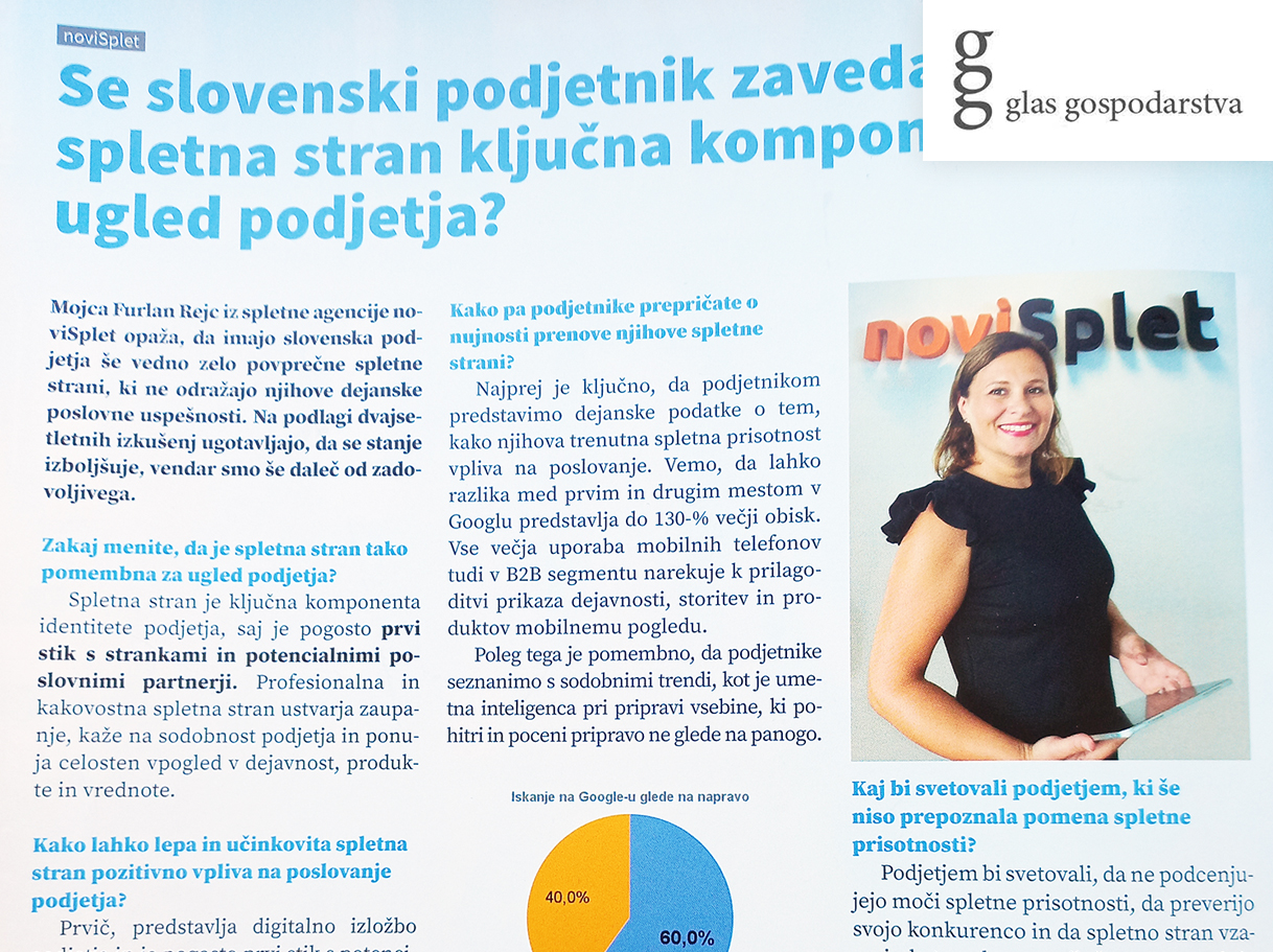 Članek v reviji Glas gospodarstva: Se slovenski podjetnik zaveda, da je spletna stran ključna komponenta za ugled podjetja?