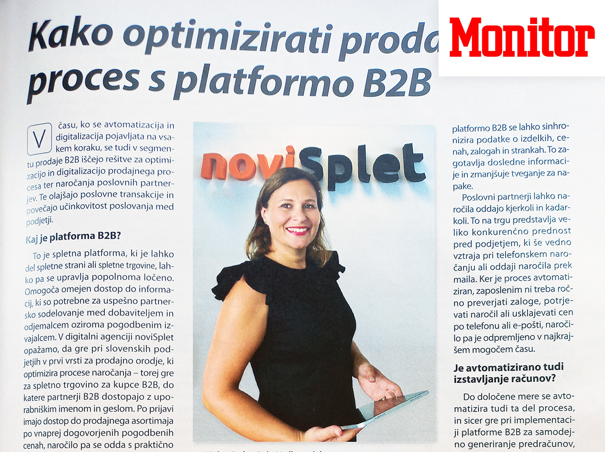 Članek v reviji Monitor – kako optimizirati prodajni proces s platformo B2B